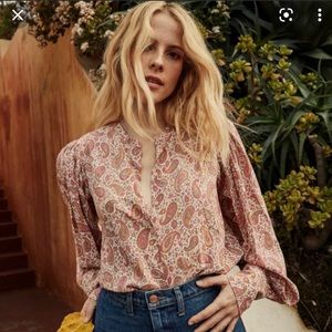 NWOT DOEN Scarlet Top in Golden Hour Paisley, size S.